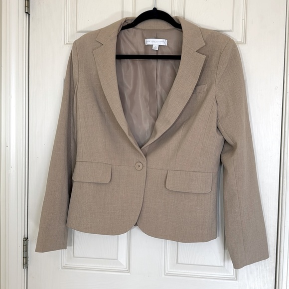 New York & Co Beige Blazer Size 12 Tan Suit Separates - Picture 1 of 5